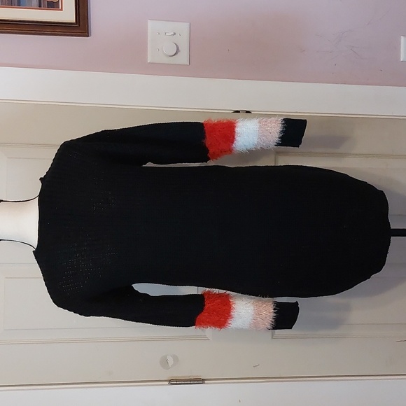 No Comment Black Loose Knit Long Sleeve Tunic Sweater Dress Size S - Picture 6 of 8